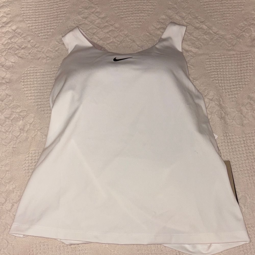 Nike Women's White Tank Top with Black Logo